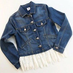 CAbi Dakota Denim Lace Trim Jacket 5297
